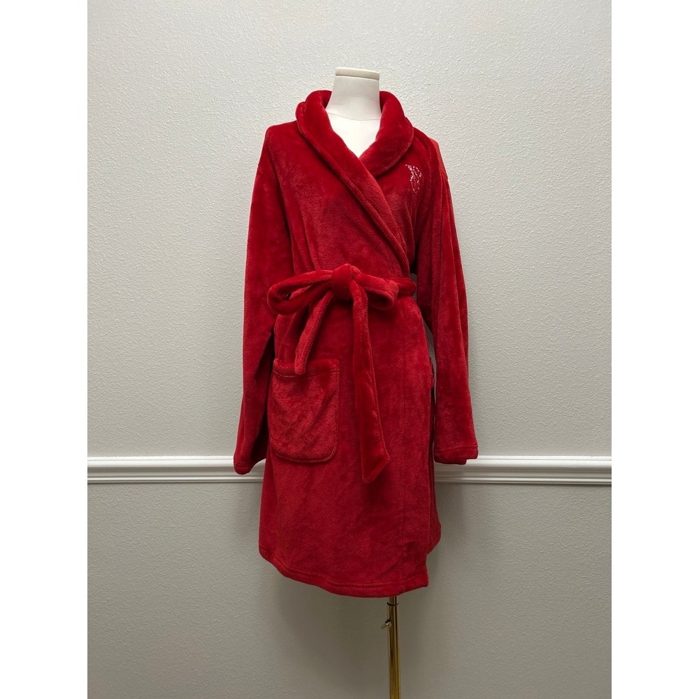 Victoria's Secret Red Rhinestone Logo Plush Short Robe XL/XXL New Without Tags